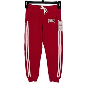 JUSTICE Girl’s Side Taped Jogger Sweatpants Sz Small 7/8 Multi Color Drawstring - Picture 1 of 10