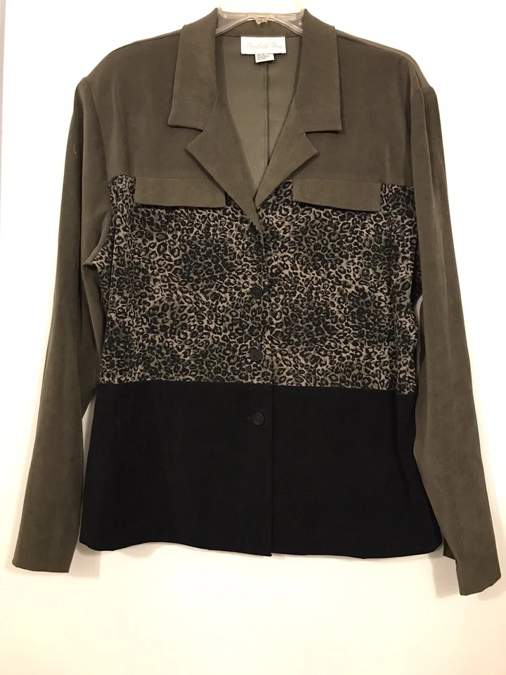 Blusa Pride & Joy Jaqueta Feminina Tri Cor Verde Preta Manga Longa Tamanho 18 Excelente Estado Usado - Imagem 1 de 4