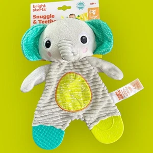 Bright Starts Plush Teether SNUGGLE & TEETHE Elephant Security Lovey Baby Toy - Picture 1 of 3