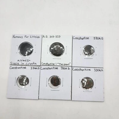 Lot Of 6 Ancient Coins - Nummus For Licinius And Constantine The Great - Image 1 of 4