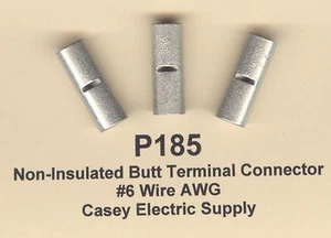 5 Non Insulated BUTT Terminals Connectors Uninsulated #6 Wire Gauge AWG MOLEX - Picture 1 of 2