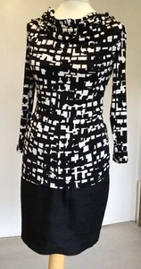 AUSTIN REED. Black/Taupe Square Print Cowl Neck Tunic, size S - Picture 1 of 7