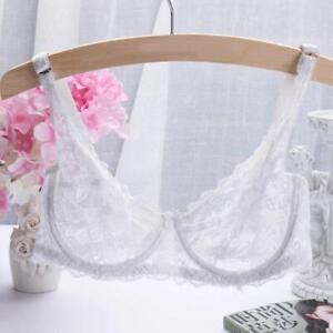 Sexy Sheer See Through Bra Unlined Underwire Lace Mesh Non Padded Ultra Thin Bra