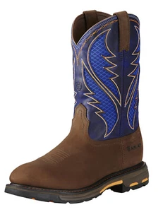 ARIAT Herren WorkHog VentTEK Westernstiefel~Größe 9,5EE~NEU~Braun/Blau~10020090~Weit - Bild 1 von 7