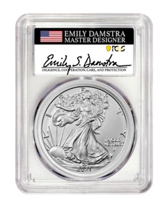 2021 Silver Eagle Type 2 PCGS MS70 First Strike - Designer Emily Damstra Signed! - Picture 1 of 4