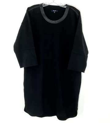 Vestido Madewell Mujer L Negro Cuadrado Cuero Borde Cuello Redondo Cremallera Bolsillo Piqué Ponte Foto 1 de 4