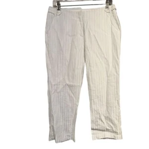 Luxurious Cream Tailored Career Viscose Textured Pocket Cropped Ankle Pants (8) - Picture 1 of 10
