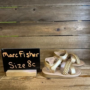 New NIB Little Kids Marc Fisher Apple Braid Strap Gold Leather Sandals Size 8 C - Picture 1 of 6