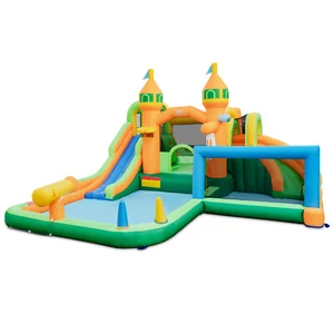 Kids Inflatable Water Slide Park w/Splash Pools Wet Dry Combo Blower Excluded - Picture 1 of 11