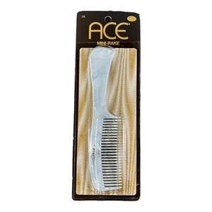 Vintage ACE Mini-Rake Comb #25 White Blue Gray Swirl 7” Hard Rubber NOS USA - Picture 1 of 2