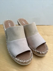 Toms Monica Mule Honey Basketweave Blush Pink/Tan Wedge Sandals Size W8 **READ** - Picture 1 of 12