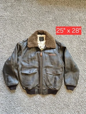 AVIREX Type G-1 Flight Leather Navy Bomber Jacket Excellent Condition Mens Large - Image 1 of 4