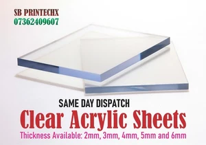 Clear Perspex Sheets - Fast Delivery Cut To Size Perspex Sheets Acrylic Sheets - Picture 1 of 8