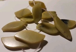 Serpentine (New Jade) 12 Lg Beads Rough 36mm x 15mm x 4mm Side Drilled - Picture 1 of 7