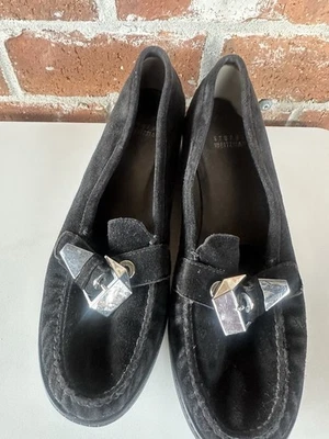 Stuart Weitzman Negro Terciopelo Sin Cordones Hebilla Plateada Foto 1 de 4