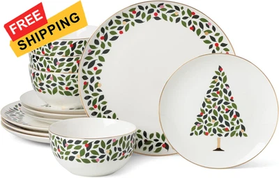 Conjunto de Louça Kate Spade New York Evergreen 12 Peças, 12 unidades, Branco  - Imagem 1 de 4