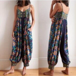 Anthropologie Vega Lounge Rio Harem Leg Boho Jumpsuit Size M - Picture 1 of 16