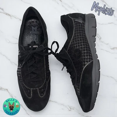 Zapatillas deportivas Mephisto Yael Runoff Air Jet para mujer 10 negras de gamuza con cordones zapatos cómodos Foto 1 de 4