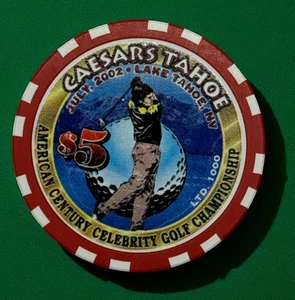 CAESARS CASINO LAKE TAHOE $5 CASINO CHIP CELEBRITY GOLF TOURNAMENT 2002 - Picture 1 of 4