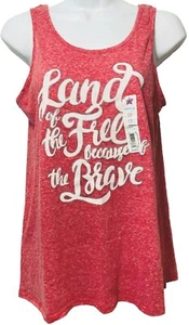 MADE IN THE USA AMERICANA WOMENS RED FREE AND BRAVE TANKTOP L (12-14) NWT [C] - Picture 1 of 2