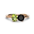Peridot & Black Onyx 4 Prong Duo Engagement Ring 2 1/3 Ctw 14K Gold Jp:272468