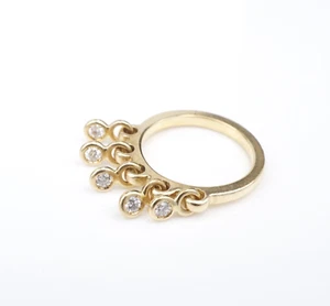 18k Yellow Gold Dior Coquine Dangle Fringe Diamond Ring Size 4.5 RG4560 - Picture 1 of 6