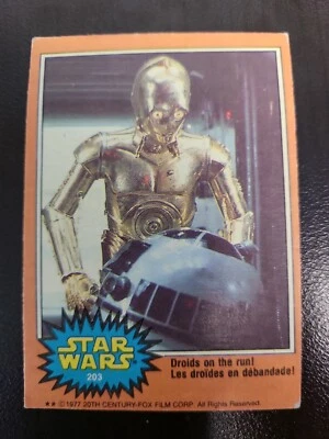 1977 Topps Star Wars Series 5 Orange o-pee-chee card #203 Droids Run c3po R2d2. - Image 1 of 2