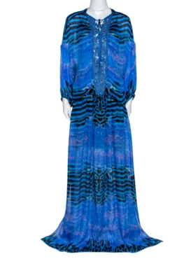 Maxi Vestido Roberto Cavalli Embellecido Cristales KAFTAN IT44 US8 Foto 1 de 2