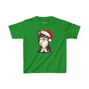 Navidad Pelo Largo Chihuahua Perro Niños Camiseta Vacaciones Navidad Santa Camiseta Ropa - Imagen 1 de 10
