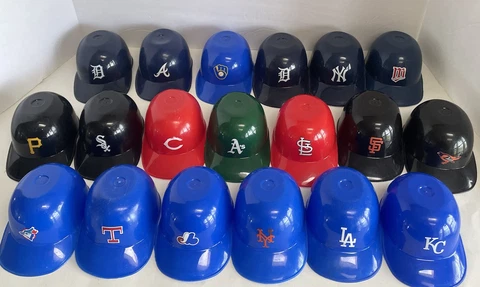 Lot of 19 Vintage LAICH MLB Baseball Mini Helmet Ice Cream Sundae Bowls Cover