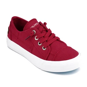 Womens Low Top Sneakers Round Toe Comfort Casual Canvas Walking Flat Shoes Red - Picture 1 of 18