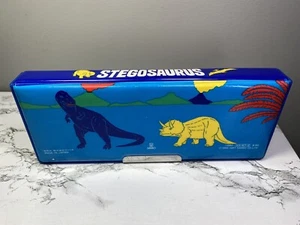 Vintage 1987 Sanrio Padded Puffy Dinosaur Stegosaurus Pencil Box Case RARE - Picture 1 of 9