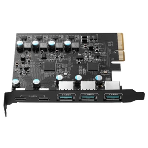 PCIe X4 To USB 3.2 Expansion Add on Card 3x USB3.2 and 2x TPYC-C Adapter 15W - Photo 1/12