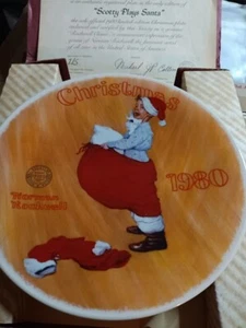 Knowles Norman Rockwell Bradford Exchange Plate Scotty Plays Santa 1980 in Box - Picture 1 of 1