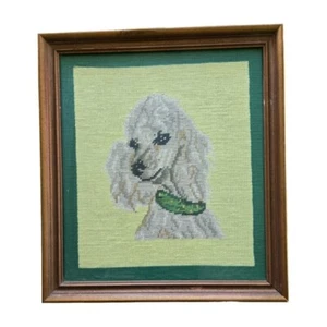 Vintage Retro Needpoint Poodle Dog Framed - Picture 1 of 5