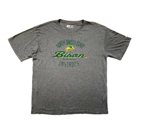 North Dakota State University Men's Gray Bison RUSSELL T-shirt Size XL/XG Cover