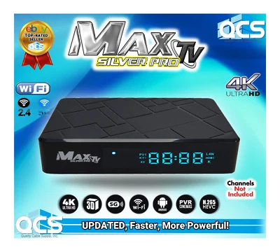 MaxTV Silver PRO 5G 2025 4K ULTRA-HD Box + Android 9.1 MaxTV Silber - Bild 1 von 4