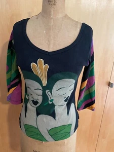 Vintage Custo Barcelona Women's Long Sleeve Shirt - "Two Beauties" - SALE - Picture 1 of 4