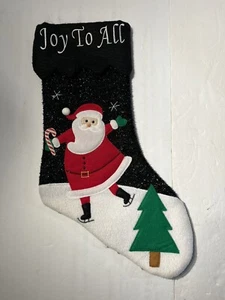 Medias Joy To All Feliz Navidad Papá Noel Vacaciones Negro Brillo Brillo - Imagen 1 de 5