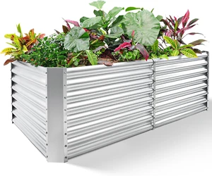 Land Guard 8×4×2 Ft Galvanized Raised Garden Bed Kit, Galvanized Planter Raised - Picture 1 of 12