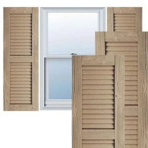 Ekena Millwork Louvered Shutters Pair 18"x72" Polyurethane Faux Wood Timberthane - Picture 1 of 6