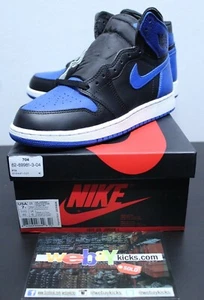 Air Jordan Retro 1 Royal Blue Black White Sneakers Men's GS Size 7 7Y 575441-007 - Picture 1 of 10