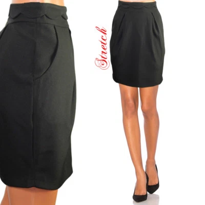 Selbstgenäht Schlichter Eleganter Minirock Tulpenrock Stretch Schwarz NEU Gr.36 - Bild 1 von 4