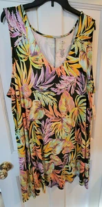 NEW St. John’s Bay Olive Tropical Dress Size 3X Sundress Summer Rayon Stretch - Picture 1 of 4