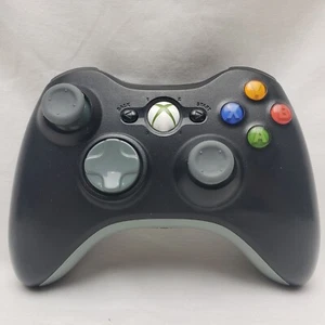 Microsoft Xbox 360 Wireless Controller  Black Original Genuine Tested Clean 1403 - Picture 1 of 7