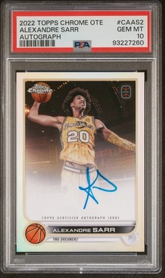 2022 Topps Chrome OTE Alexandre Sarr Refractor Auto - PSA 10 - POP 14 - Image 1 of 2