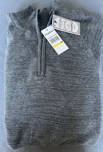 Neu mit Etikett Flag & Anthem Pullover Herren mittelgrau 1/4-Reißverschluss Pullover Baumwolle - Bild 1 von 12