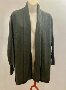 Khaki Green Jigsaw S/M Size 8 10 12 Open Cardigan 3/4 Sleeve Wool Blend - Picture 1 of 10