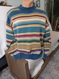 Structure Sweater Men Y2K 90's Multi Stripe Vintage Preppy S - Picture 1 of 13