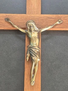 Antikes / Vintage Kruzifix Jesus Kreuz - Holz-Messing Sammler Deko Andacht - Bild 1 von 10